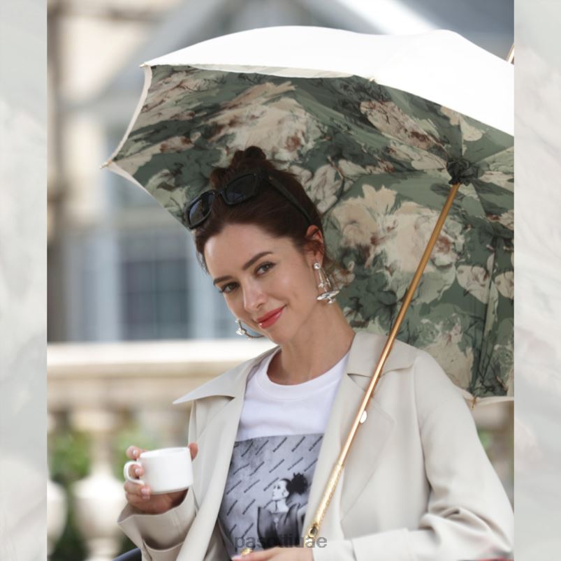 مظلة | 189 5r316-6 p5 - مظلة عاجية بداخلها زهور PASOTTI Z446V367